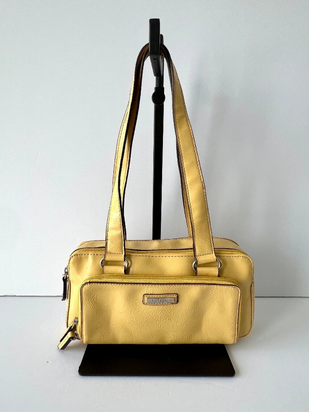 Villager Liz Claiborne Yellow Shoulder Bag with Built In Wallet Vintage